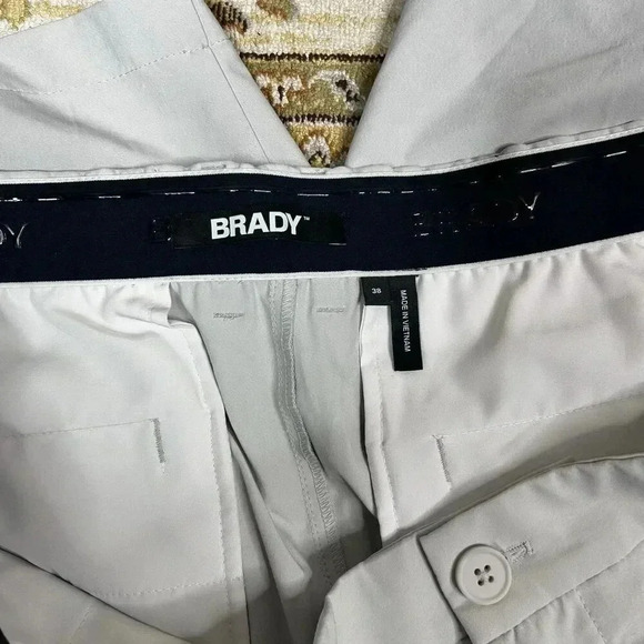 Brady Mens Short Chino Flat Front Gold Pickleball Light Grey Color Size 38 - Picture 6 of 9